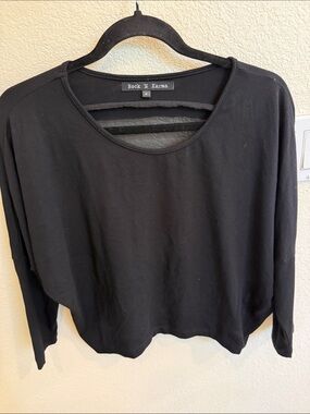 Black Long-Sleeve Scoop-Neck Top